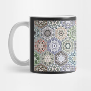 Hexagonal Oriental and ethnic motifs in patterns. Mug